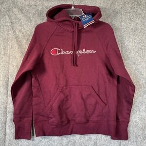 NWT Champion‎ Hoodie Womens Medium Burgundy Raisin Pullover Spellout Athleisure